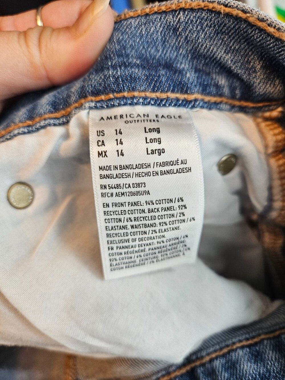 American Eagle Low Rise Baggy Straight Jean Medium Wash Women's Size 14 Long NEW - Picture 7 of 12